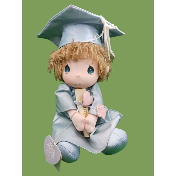 Precious Moments Vtg Graduation Doll In Blue Cap & Gown With Diploma "16" - Picture 6 of 6
